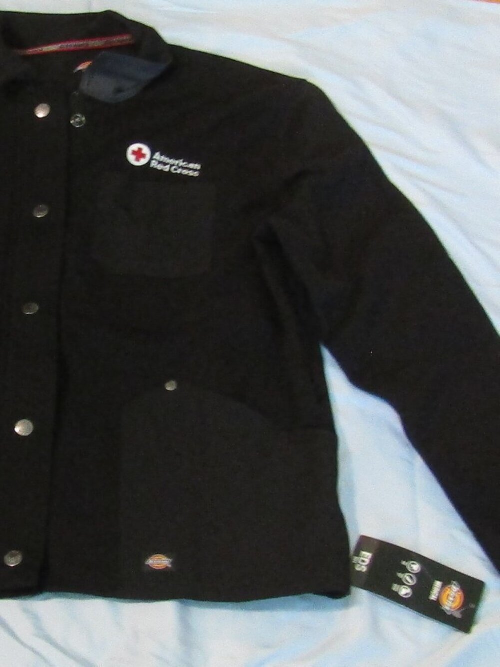 NWT AMERICAN RED CROSS Lightweight DICKIE BLACK JACKET Size Med EDS Snaps Front